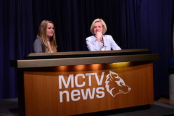 Julie Otte interviewing Rachel Notley on MCTV